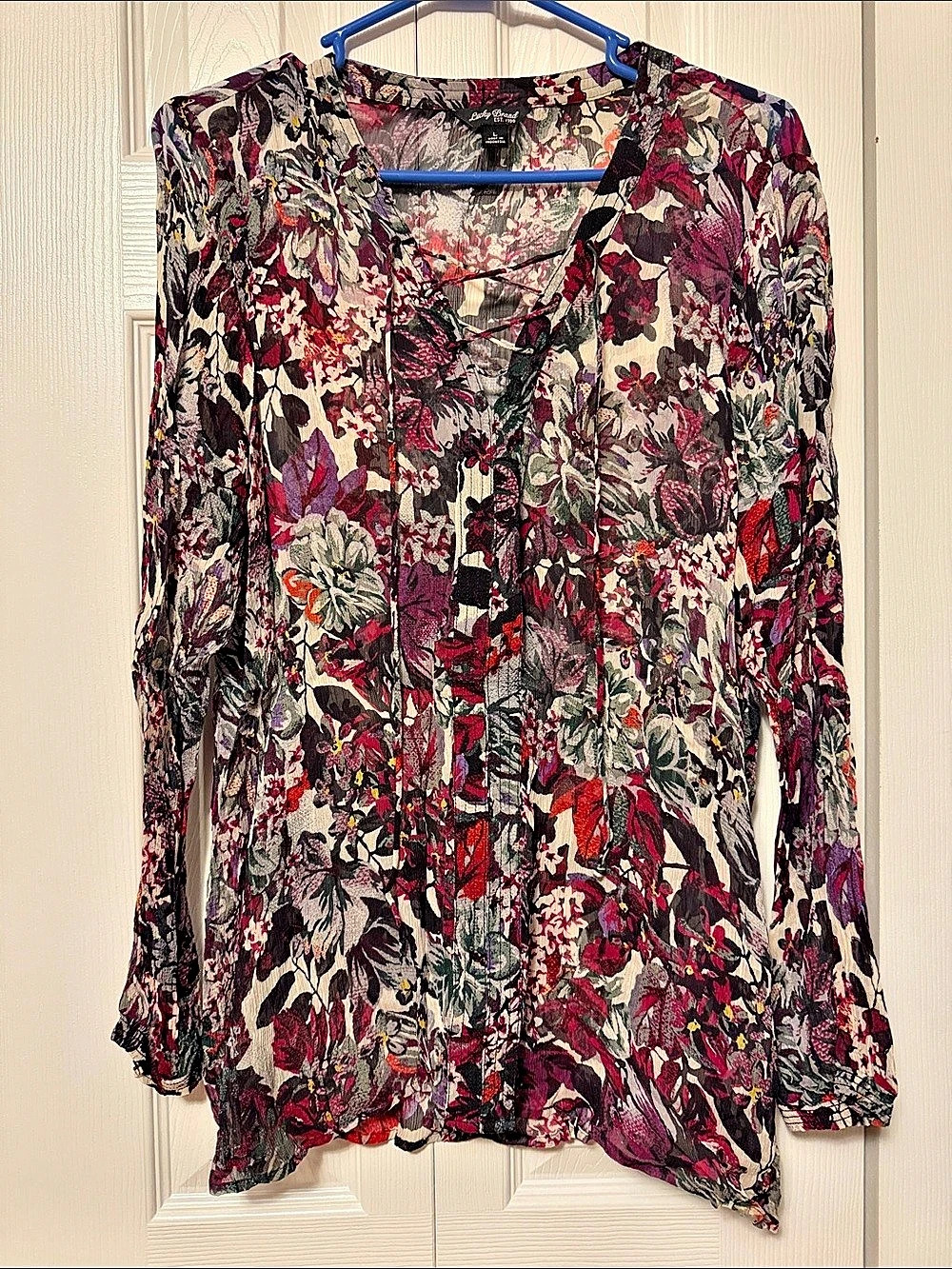 Lucky Brand Floral Blouse in Multicolor Large Like New